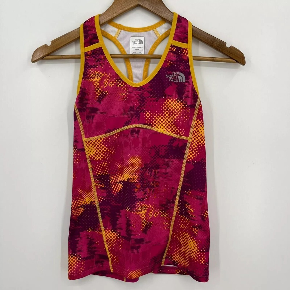The North Face VaporWick Racerback Tank Top Pink Orange Abstract XS
